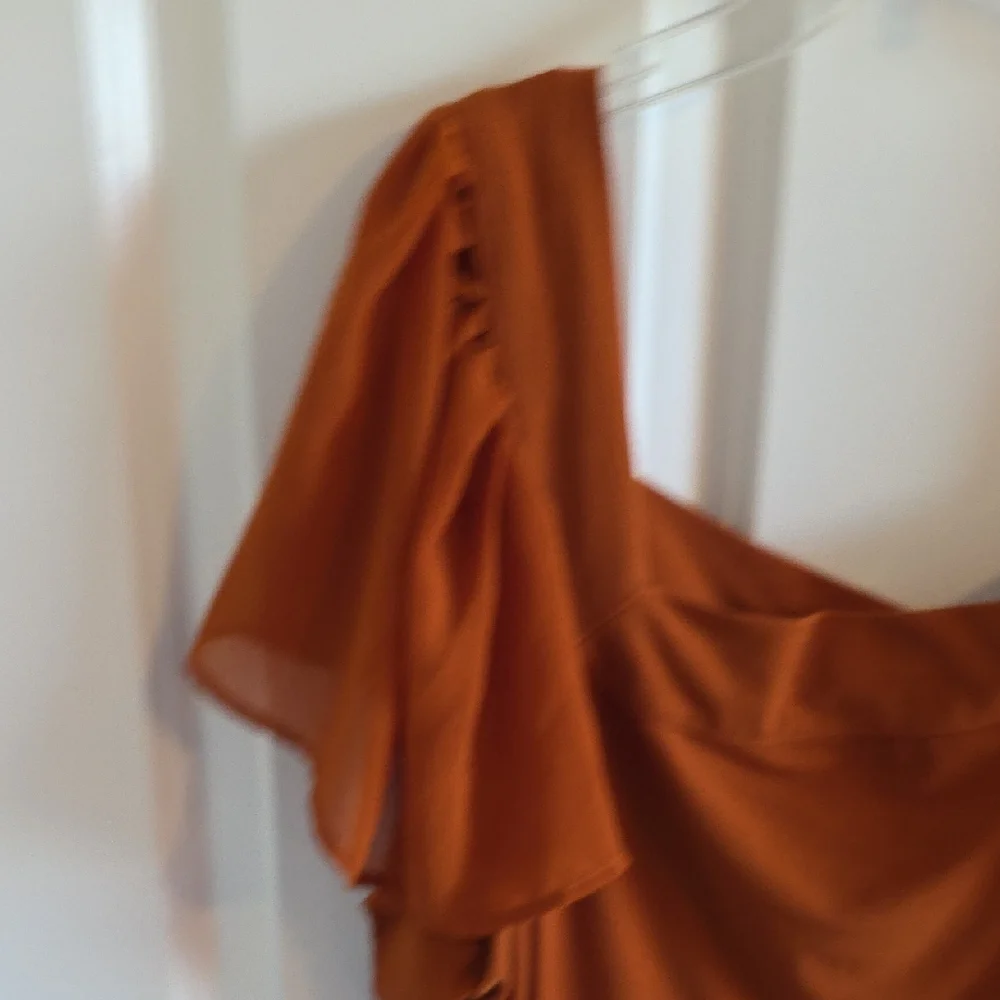 Chic Rust Ruffle Sleeve Blouse - Picture 4 of 7